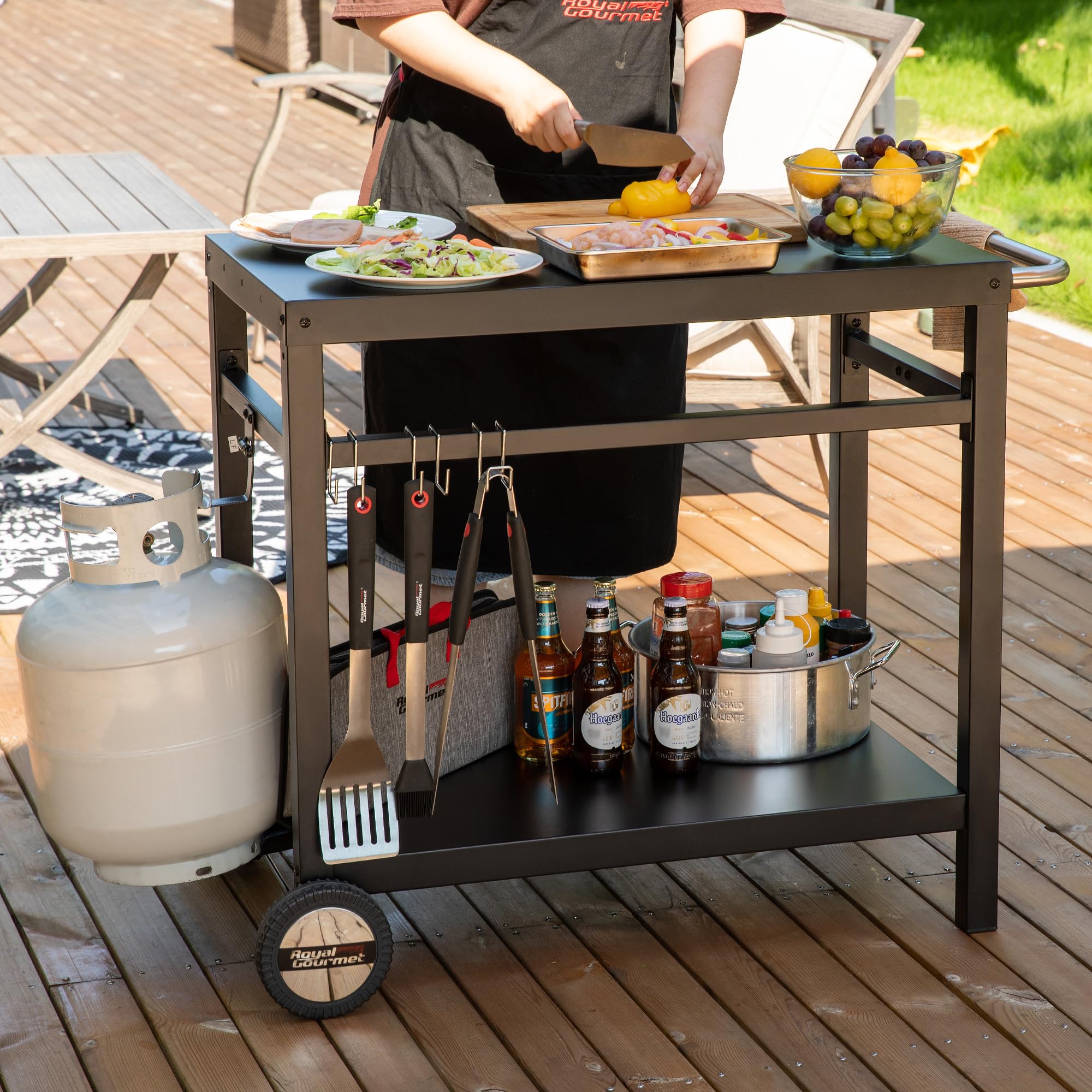 Royal Gourmet dining cart compact, space-saving design in use