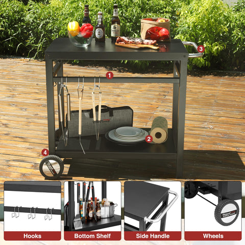 Royal Gourmet dining cart mobility wheels enabling smooth repositioning