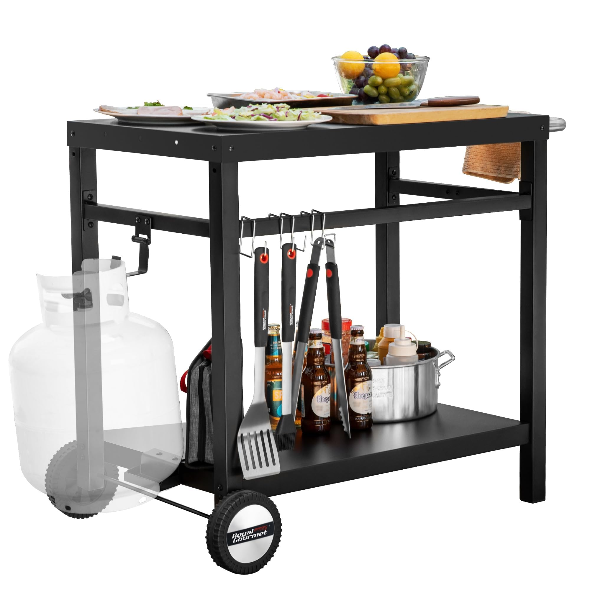 Royal Gourmet dining cart table top offering ample prep space and stability