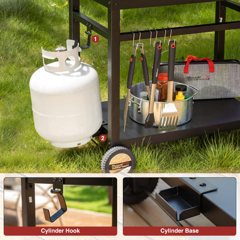 Royal Gourmet dining cart tool hooks keep brushes and tongs within reach