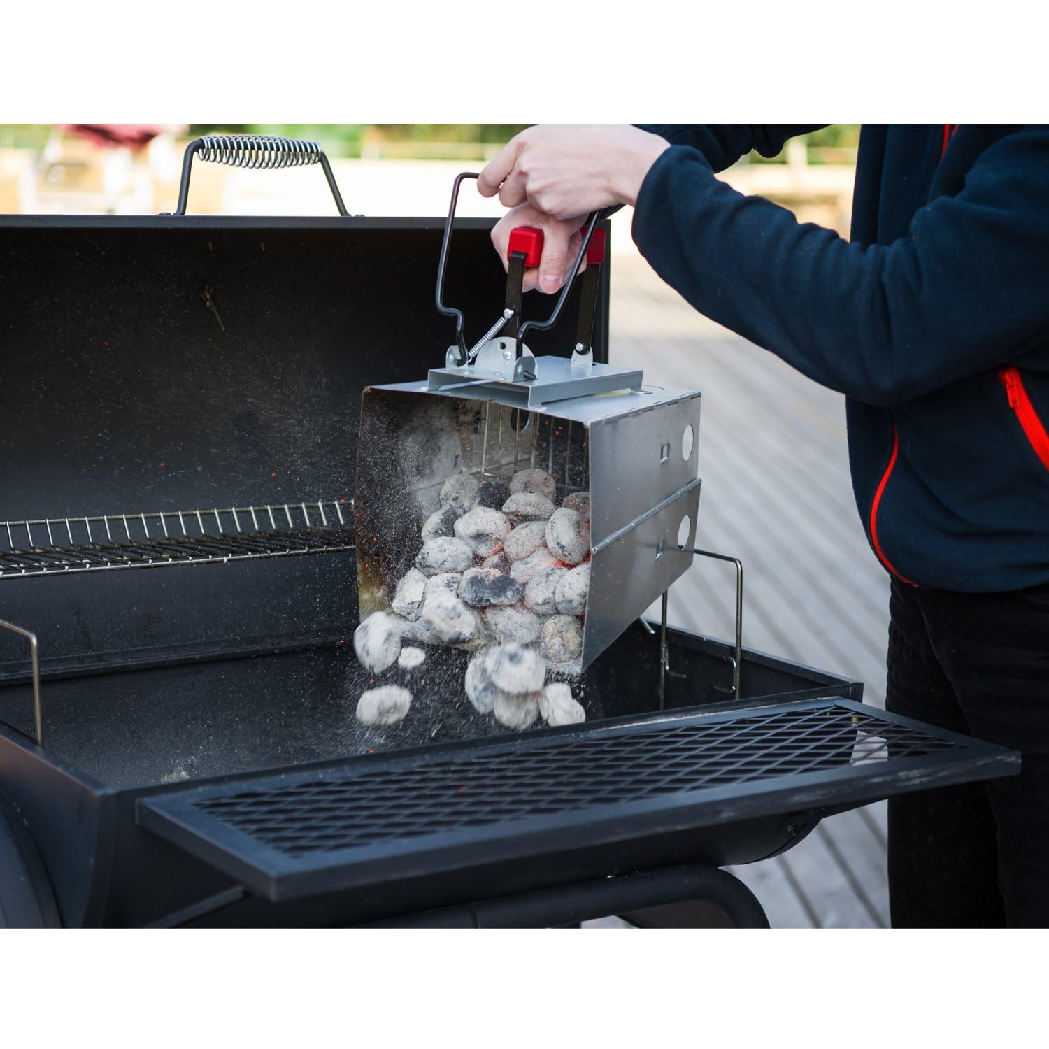 Royal Gourmet foldable chimney starter folded compact for easy transport