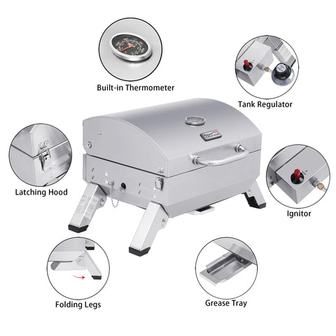 Royal Gourmet GT1001 portable grill on deck ready for outdoor cooking.
