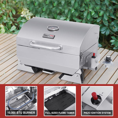 Royal Gourmet GT1001 removable grease tray for quick cleanup after grilling.