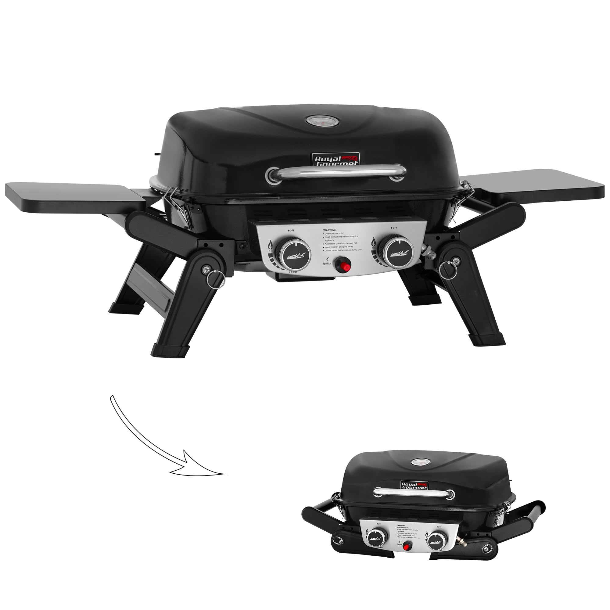 Royal Gourmet GT2005 with extended side tables for organized prep while grilling on the go