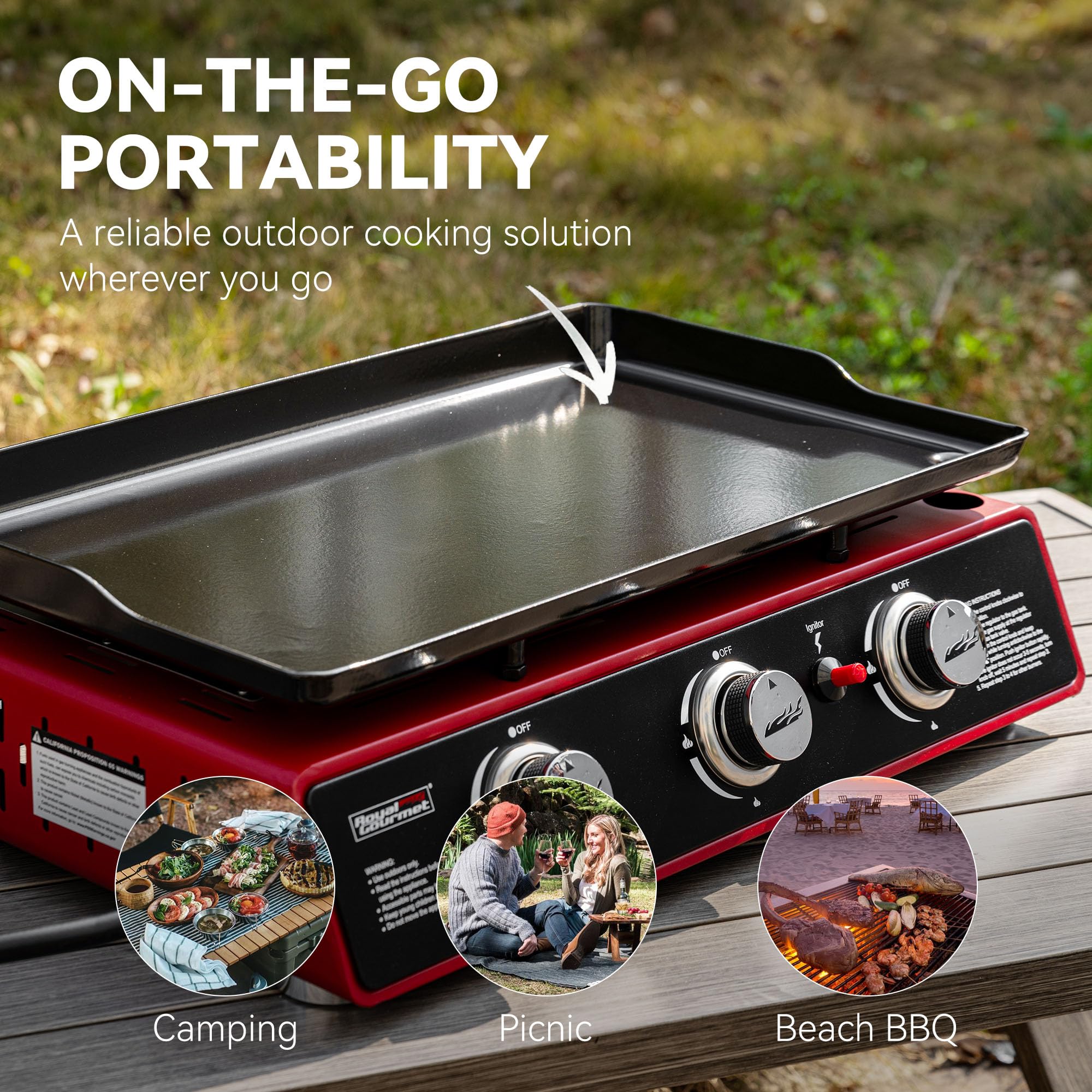 Integrated piezo ignition enables fast, push-button starts.