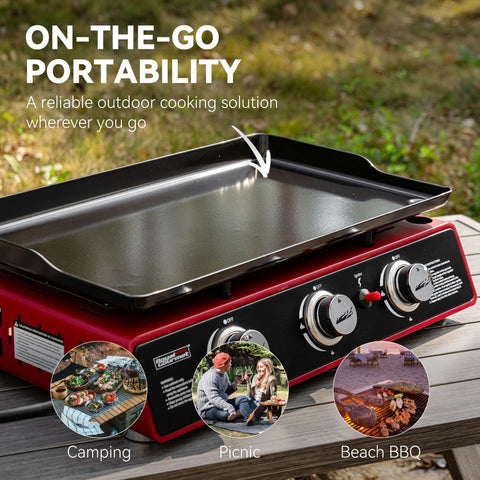 Integrated piezo ignition enables fast, push-button starts.