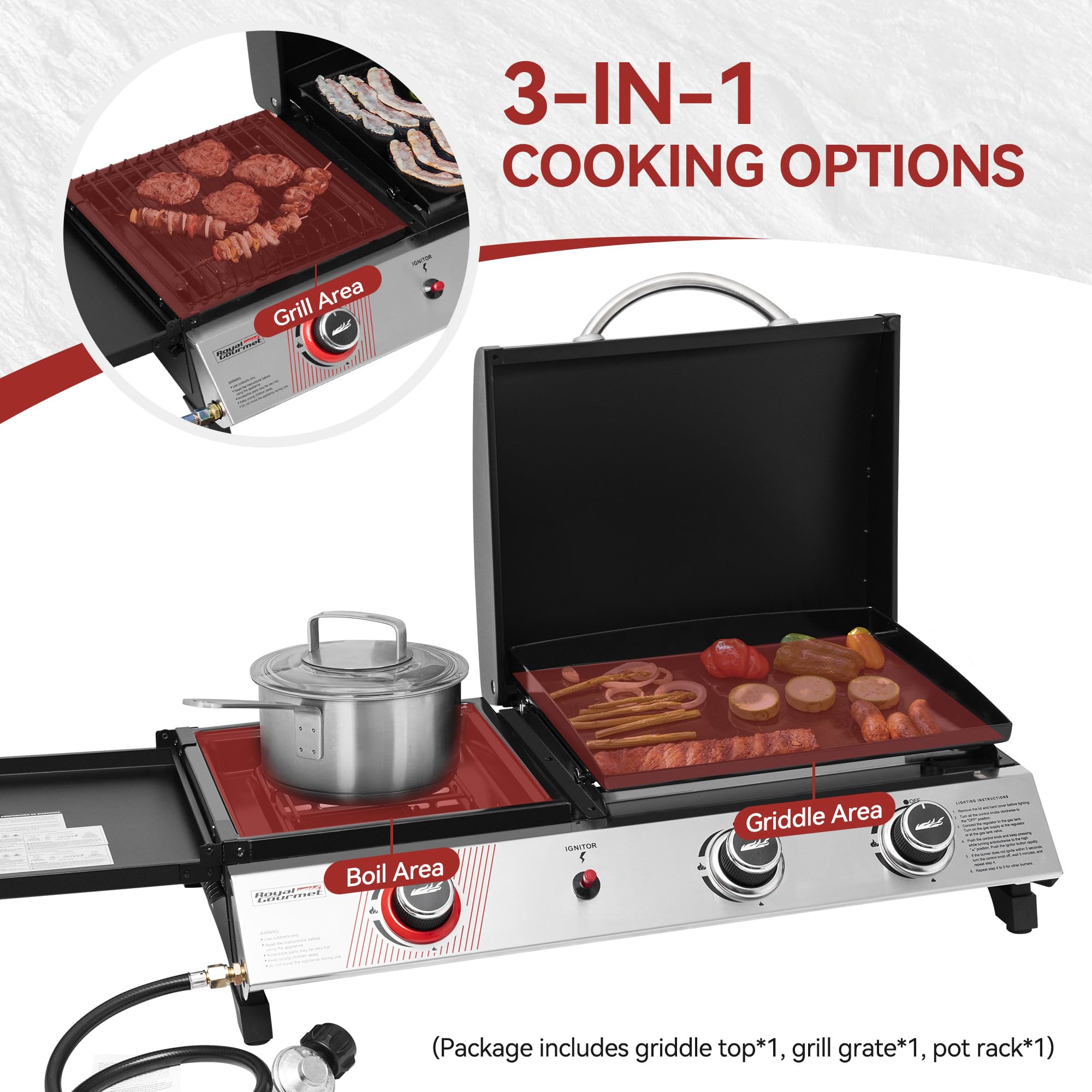 Royal Gourmet PD1305H piezo ignition delivers battery-free startup