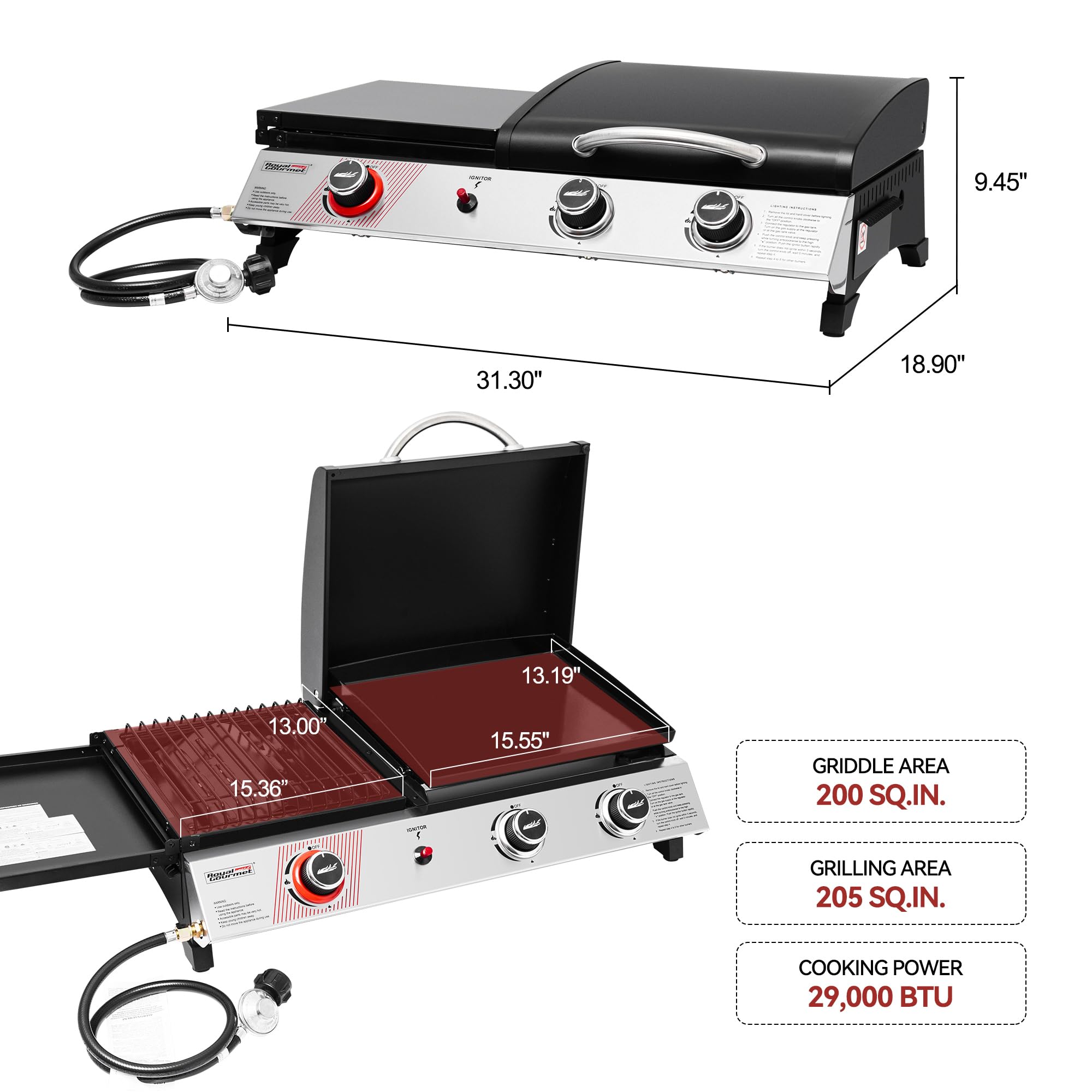 Royal Gourmet PD1305H side burner in action for quick sides