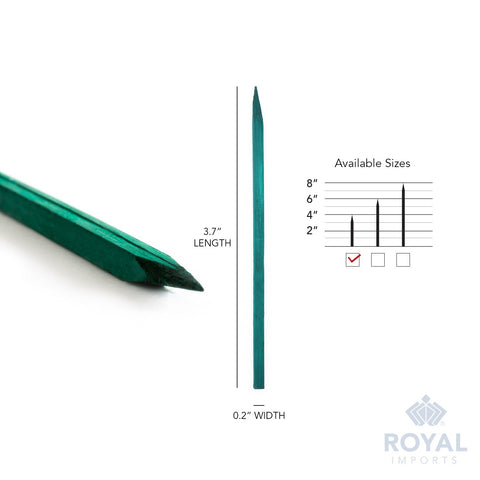Green dye coating on Royal Imports picks stays on for mess-free use.