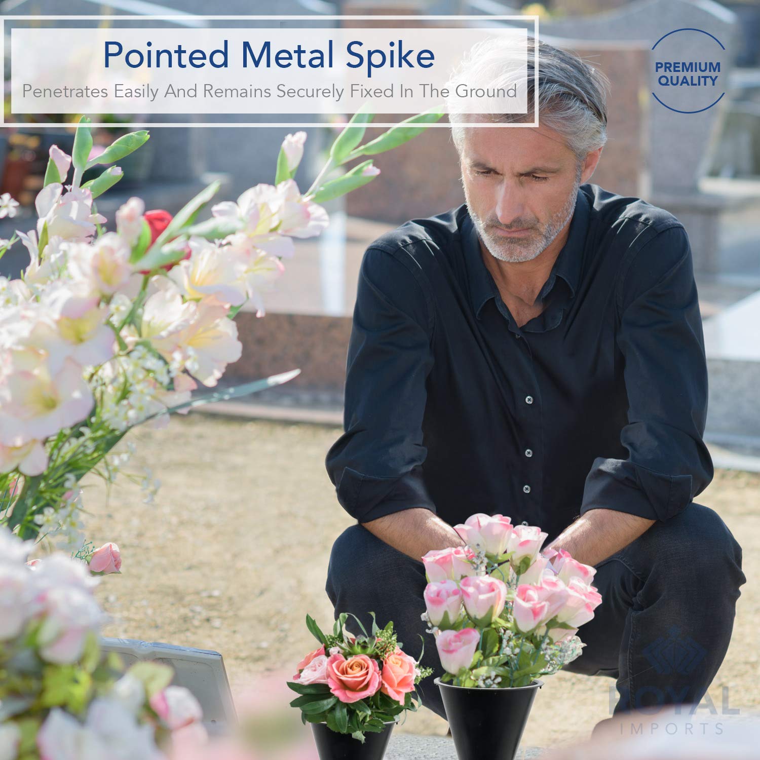 Royal Imports weatherproof stake supports grave-site display in all weather