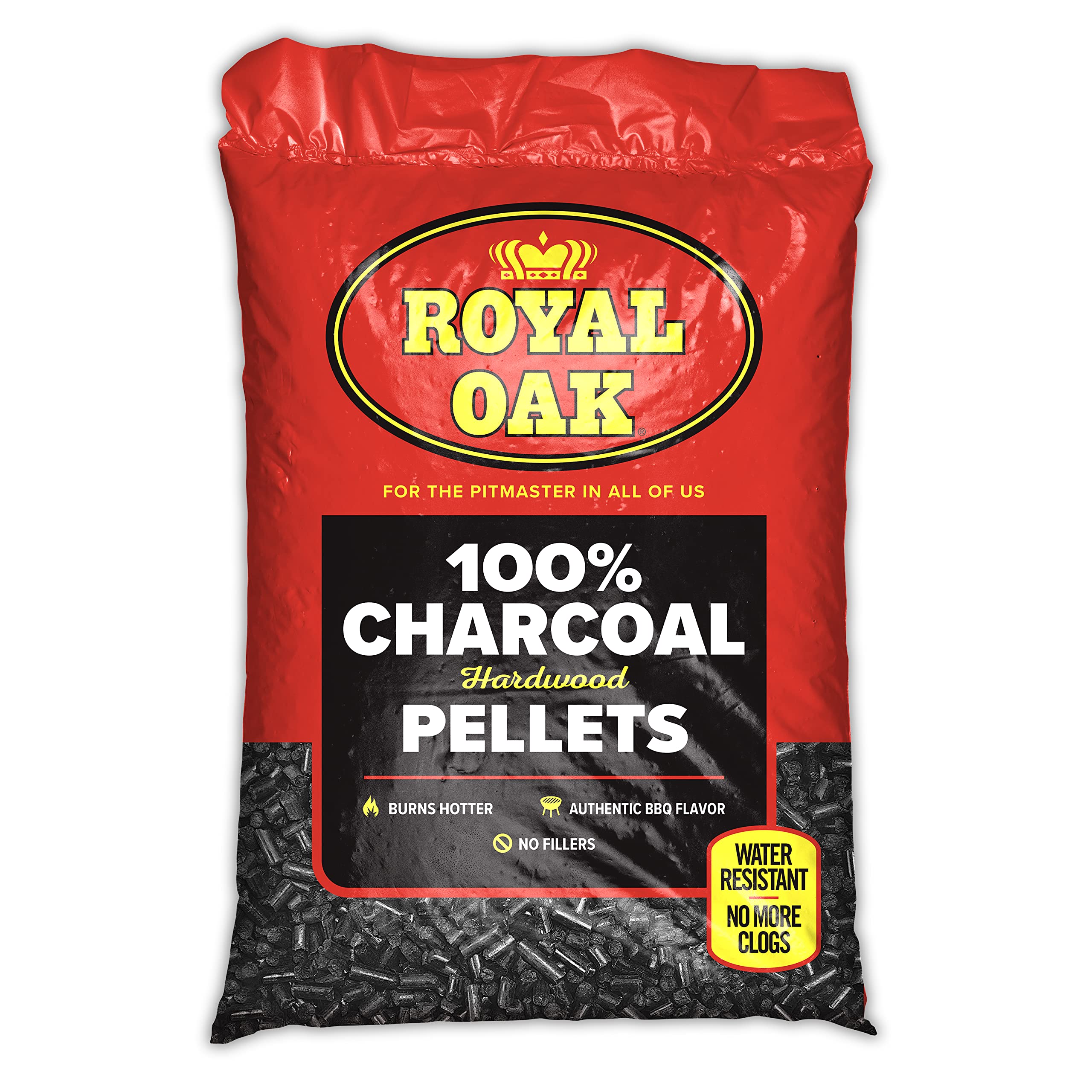 Royal Oak 100 Percent Hardwood Charcoal Pellets bag delivers authentic barbecue flavor