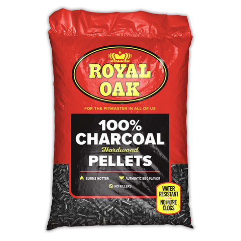 Royal Oak 100 Percent Hardwood Charcoal Pellets bag delivers authentic barbecue flavor