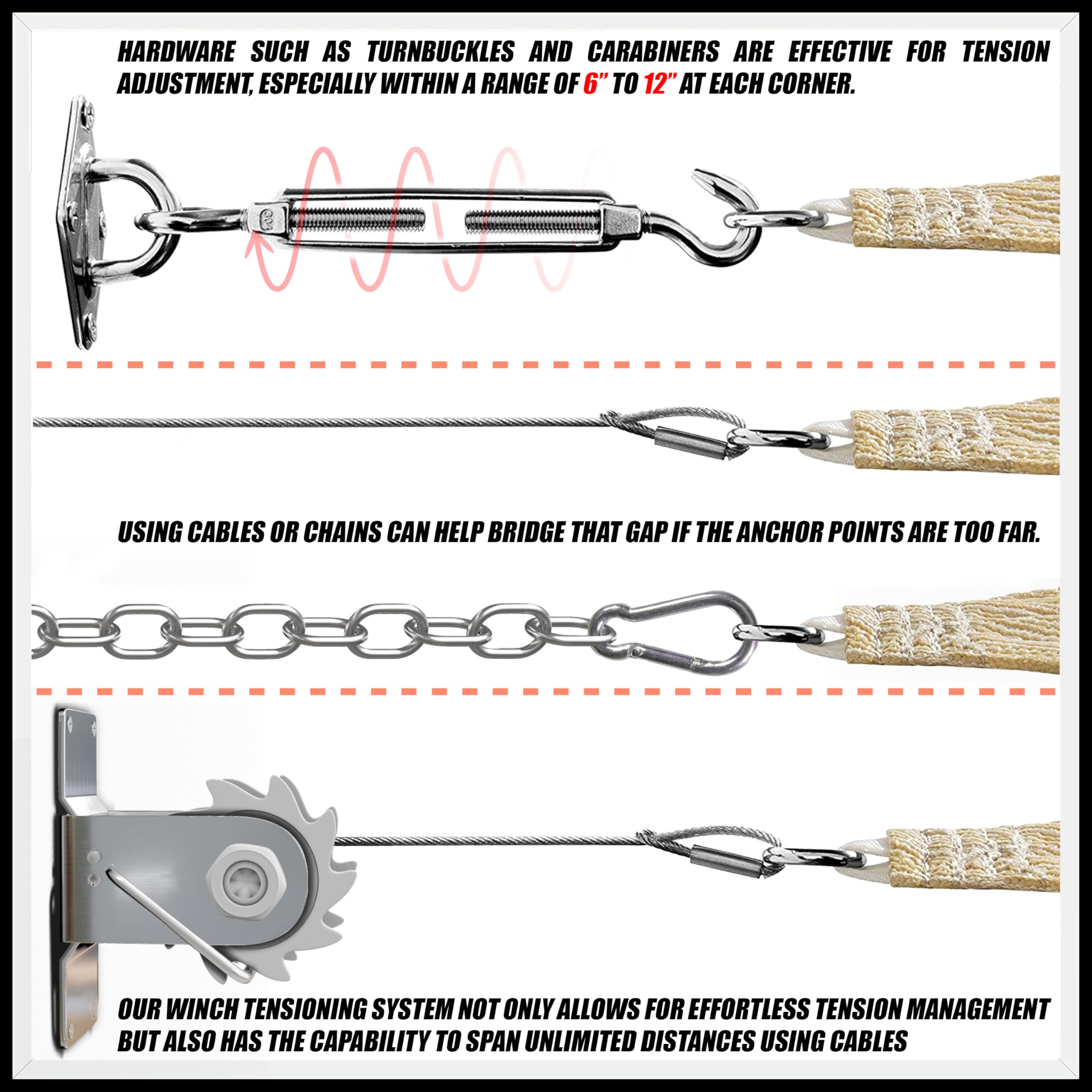 Royal Shade marine-grade D-rings reinforce anchor strength for secure setups.