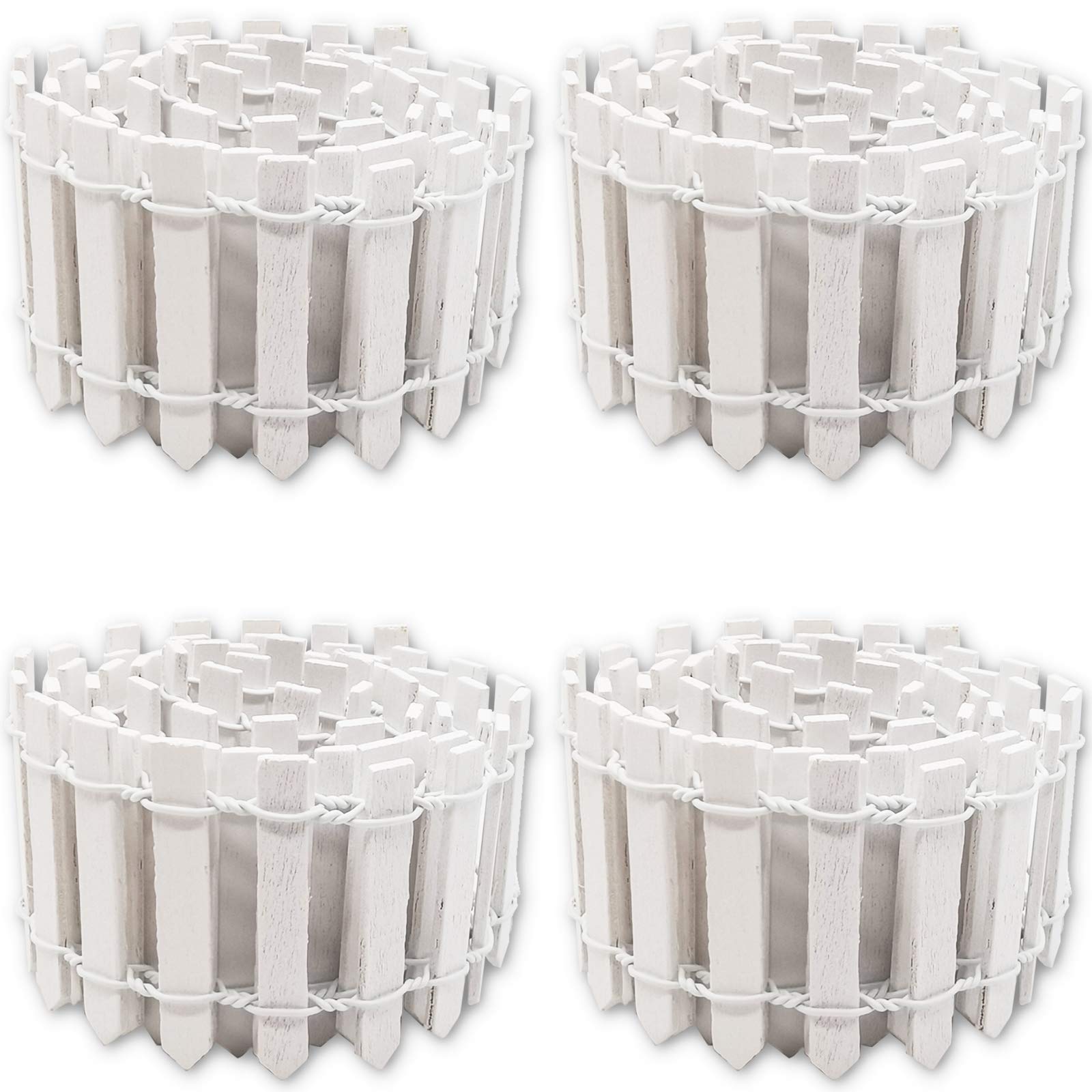 ROYHOO miniature white garden fence frames a dollhouse scene with charm.