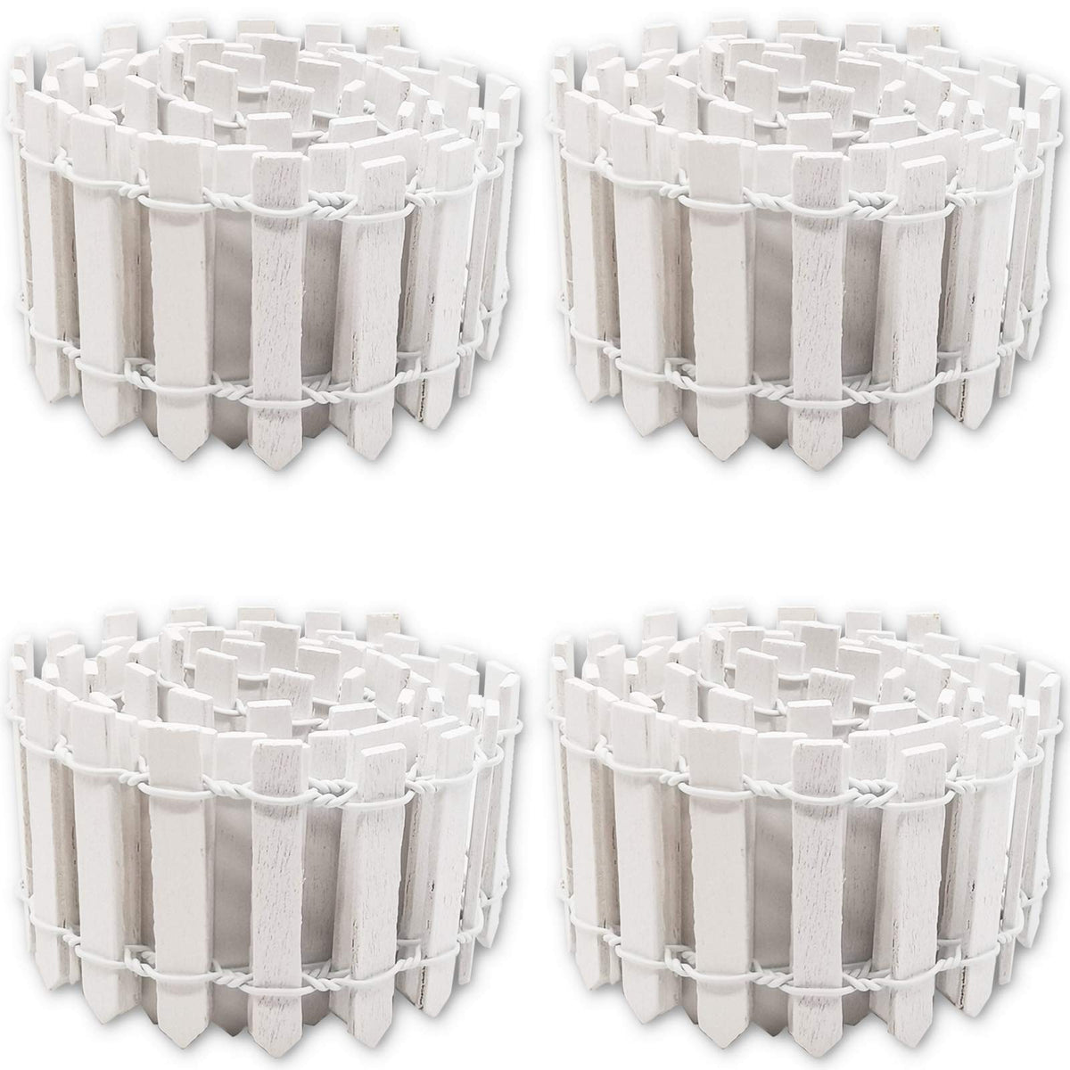 ROYHOO miniature white garden fence frames a dollhouse scene with charm.
