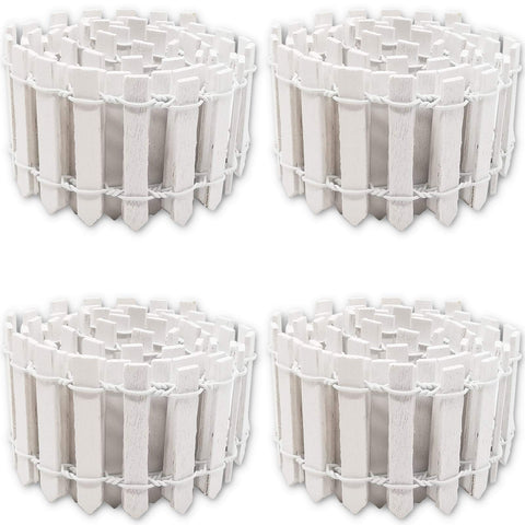 ROYHOO miniature white garden fence frames a dollhouse scene with charm.