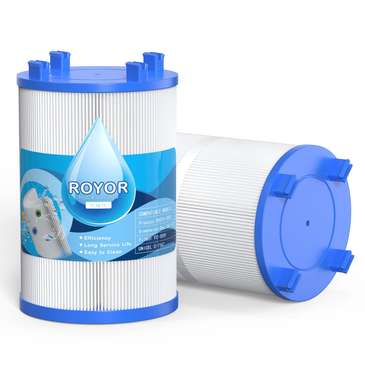 ROYOR hot tub filter 1561-00 angle view for clearer water