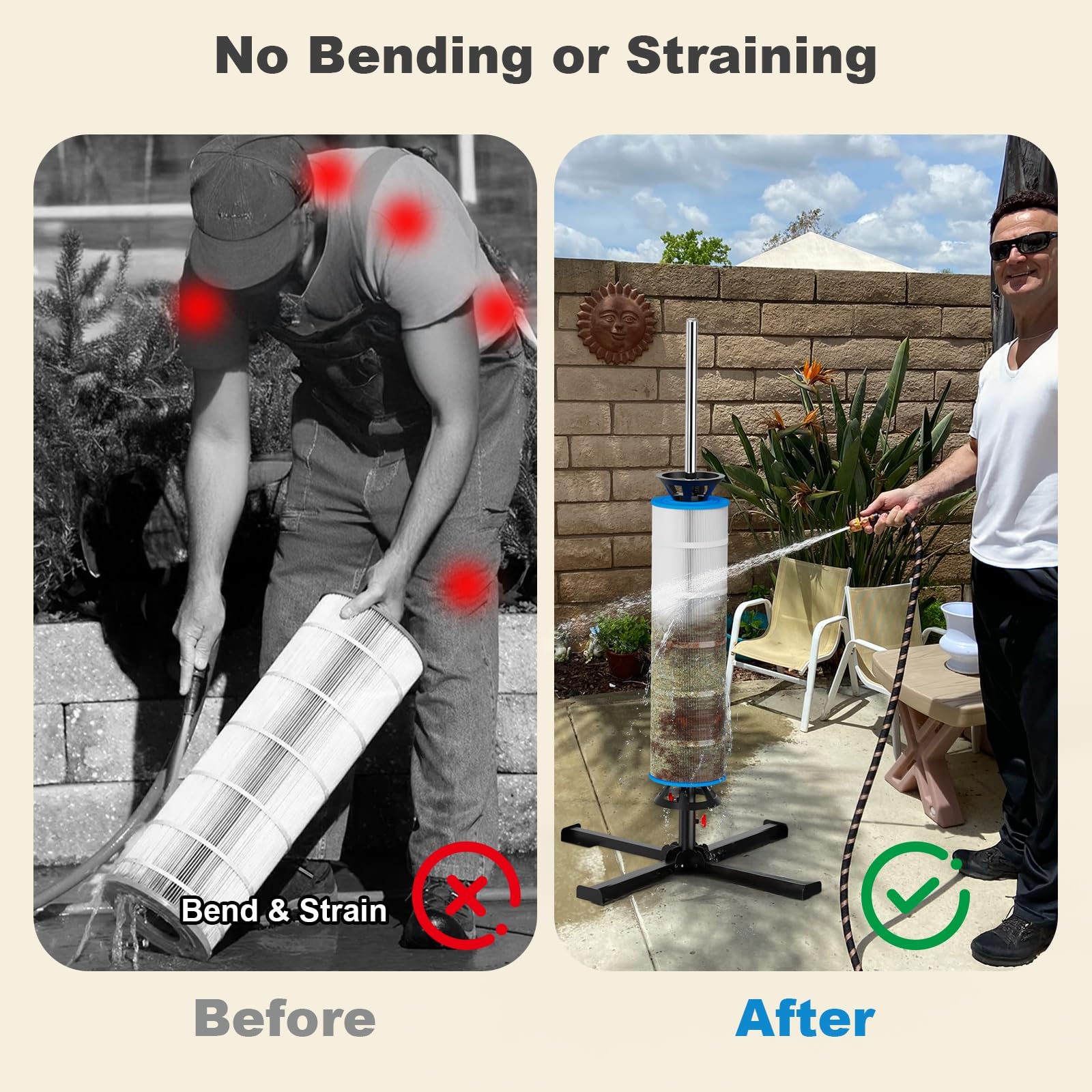 ROYOR storage-ready image illustrates space-saving design for pool maintenance kits.