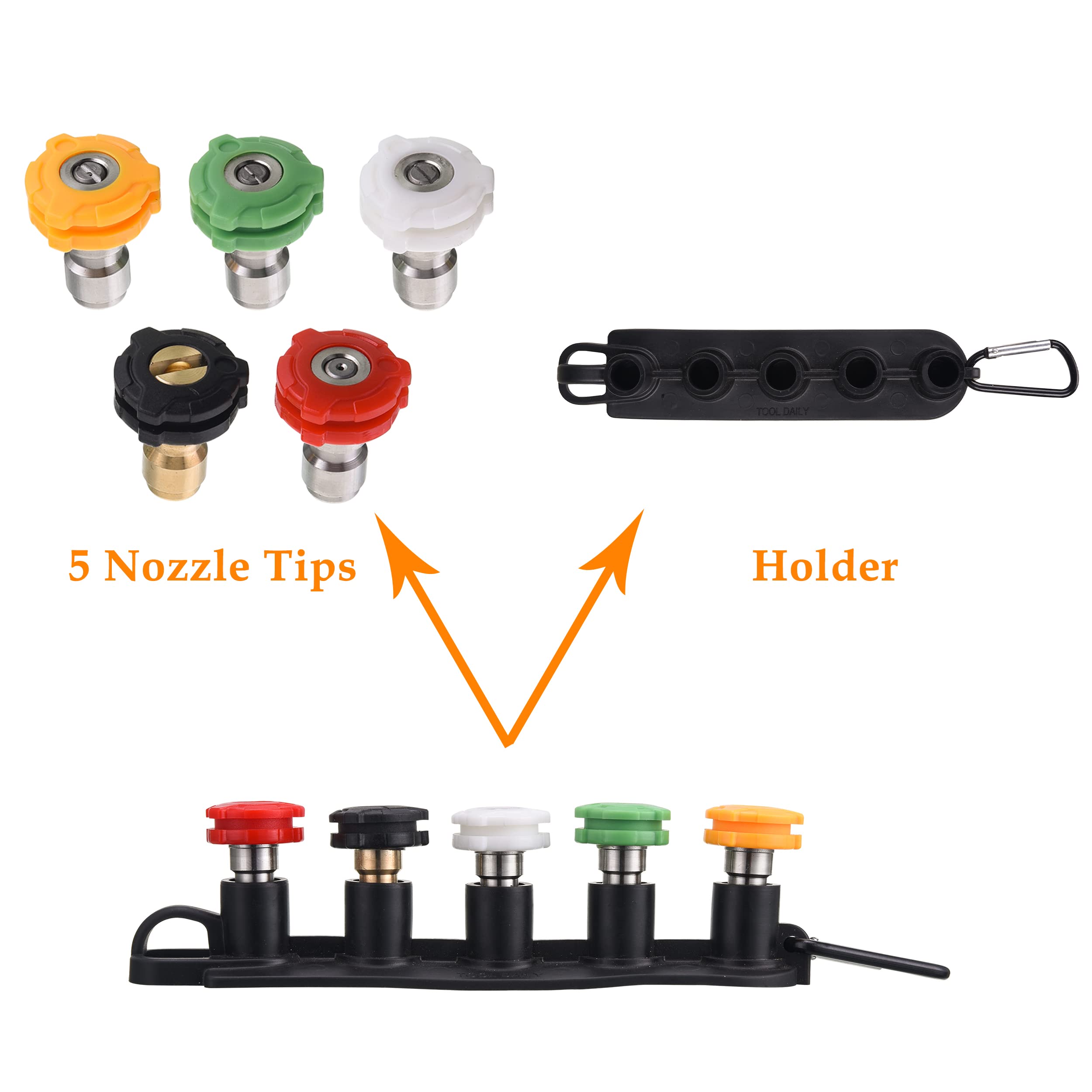 ROYPOWER FIXFANS nozzle holder keeps tips organized during cleaning.
