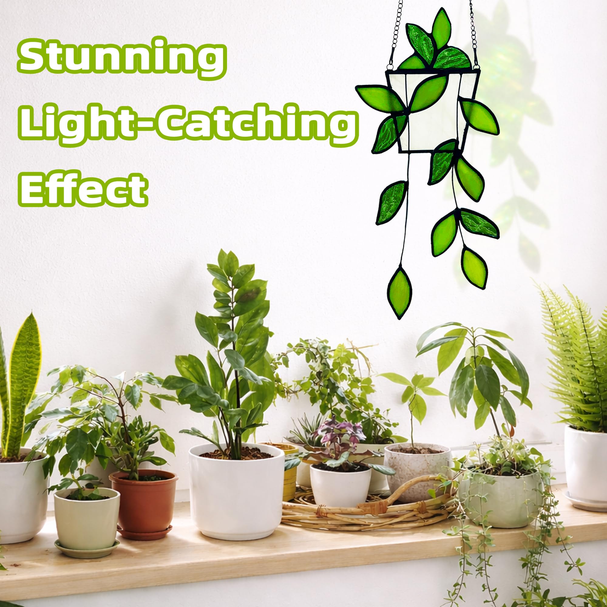Royxen artisan stained-glass plant decor offers timeless beauty and easy display