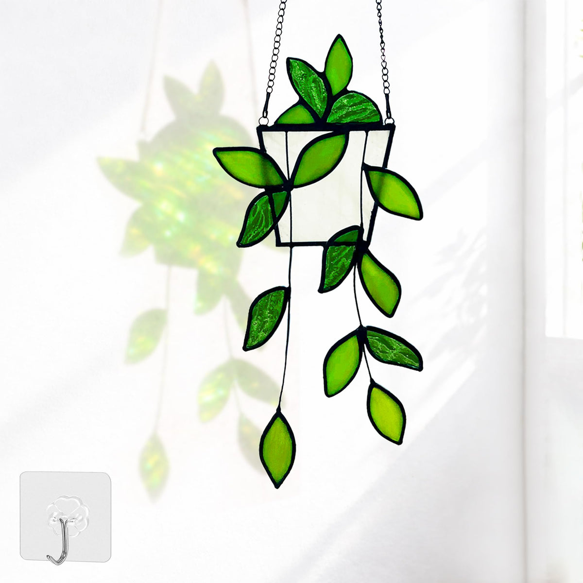 Royxen plant stained-glass leaf hanging brightens windows with natural green charm