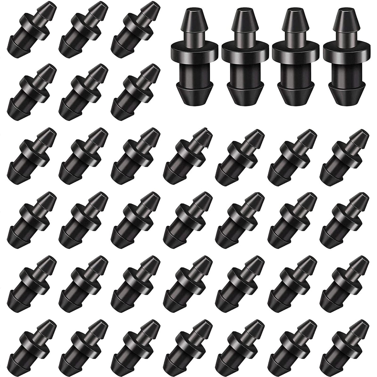 ROZESAZZ 100-piece 1/4 inch goof drip line plugs for secure tubing connections.