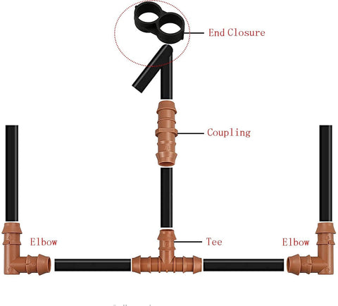 ROZESAZZ 12pc end-cap for drip irrigation—durable, UV-resistant connection points