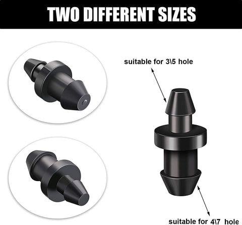 ROZESAZZ black drip line end plug for durable outdoor use.