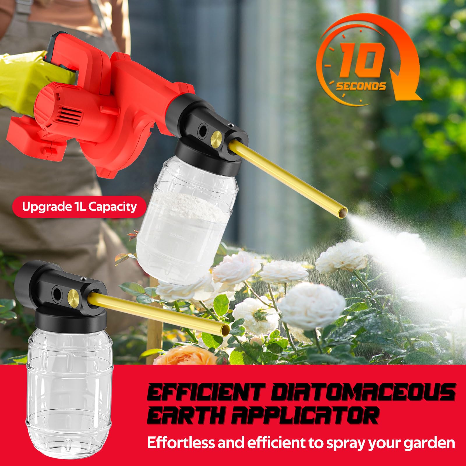 Rozlchar one liter spray bottle delivering wider coverage in garden spraying