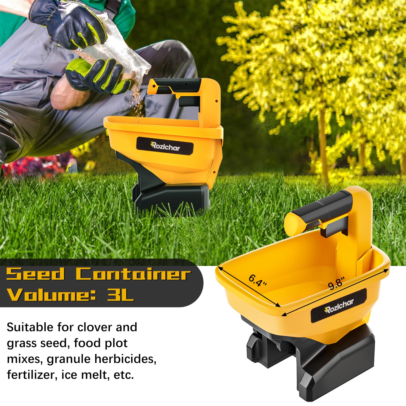 Rozlchar Power Spreader edge protection keeps spread near the lawn boundaries.