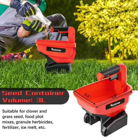 Rozlchar adjustable settings for precise seed and fertilizer placement.