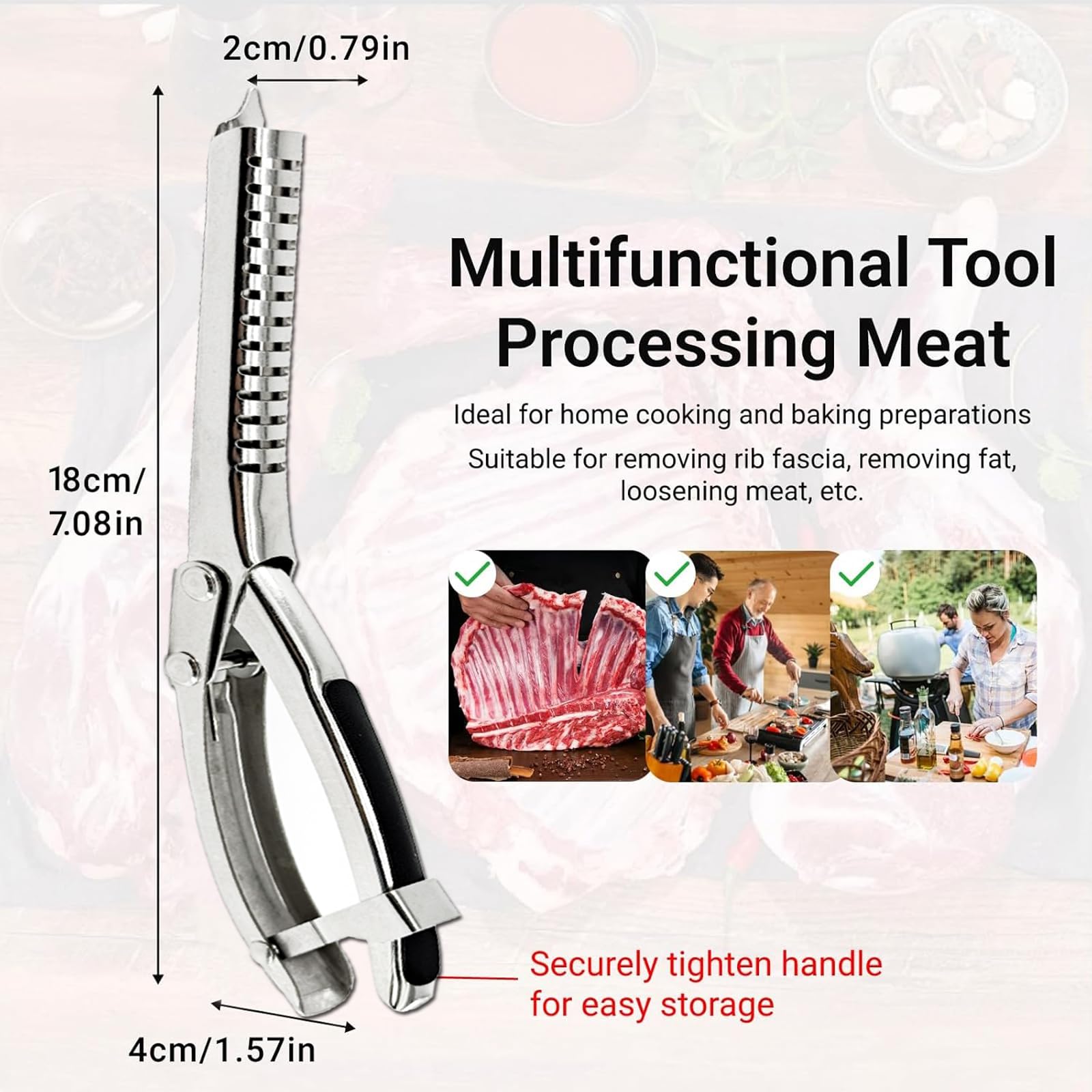 RQBIIXFM rib membrane removal tool ergonomic handle provides comfortable grip during grilling prep.