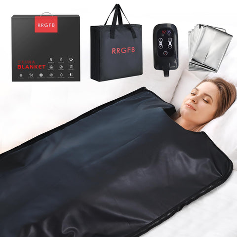 RRGFB infrared sauna blanket with durable PU leather cover delivers lasting warmth during sessions.