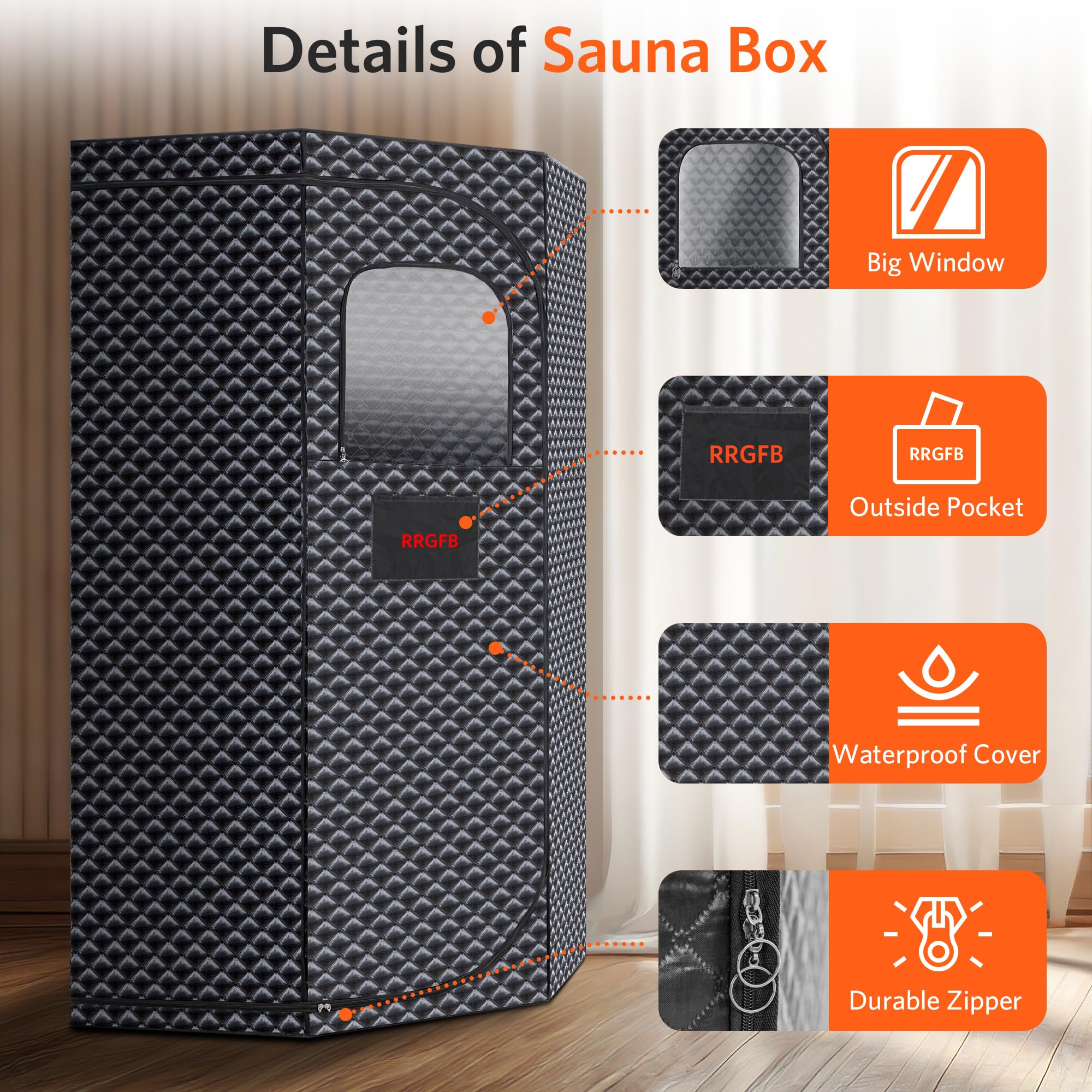 RRGFB Sauna Box anti-dry burn feature protects during use