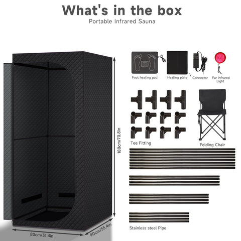 RRGFB sauna box portable design for home use or on-the-go relaxation.