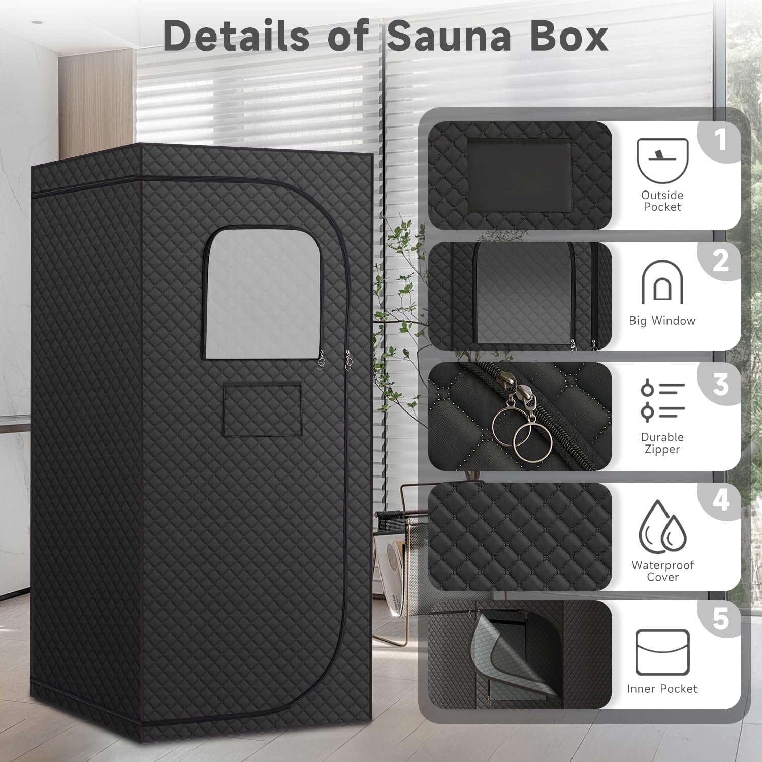 RRGFB sauna box tool-free setup for quick assembly and stowaway storage.