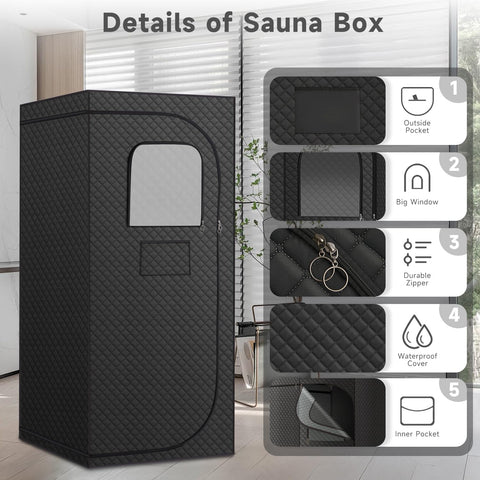 RRGFB sauna box tool-free setup for quick assembly and stowaway storage.