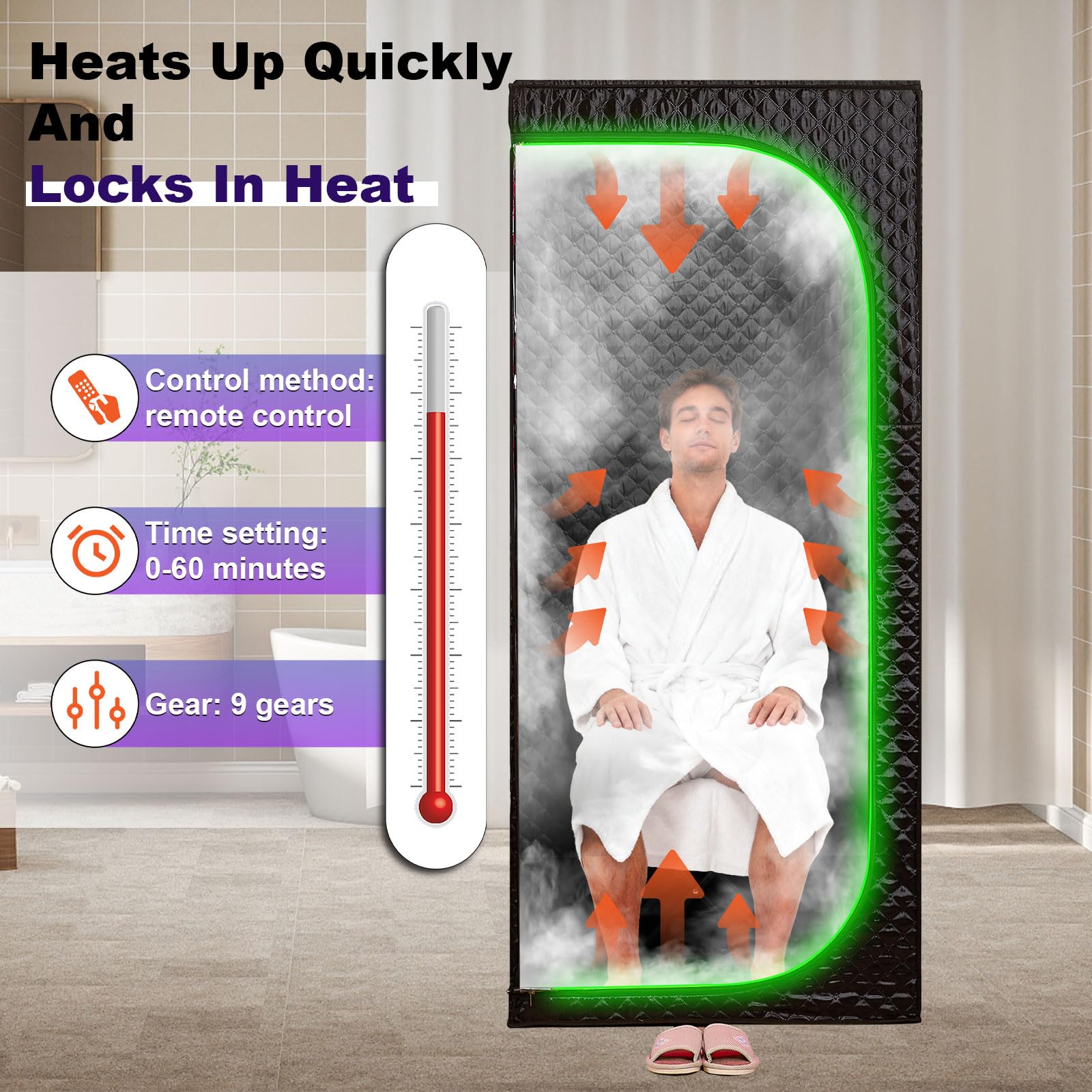 RRGFB sauna tent transparent interior view highlights open space for relaxed steam sessions.