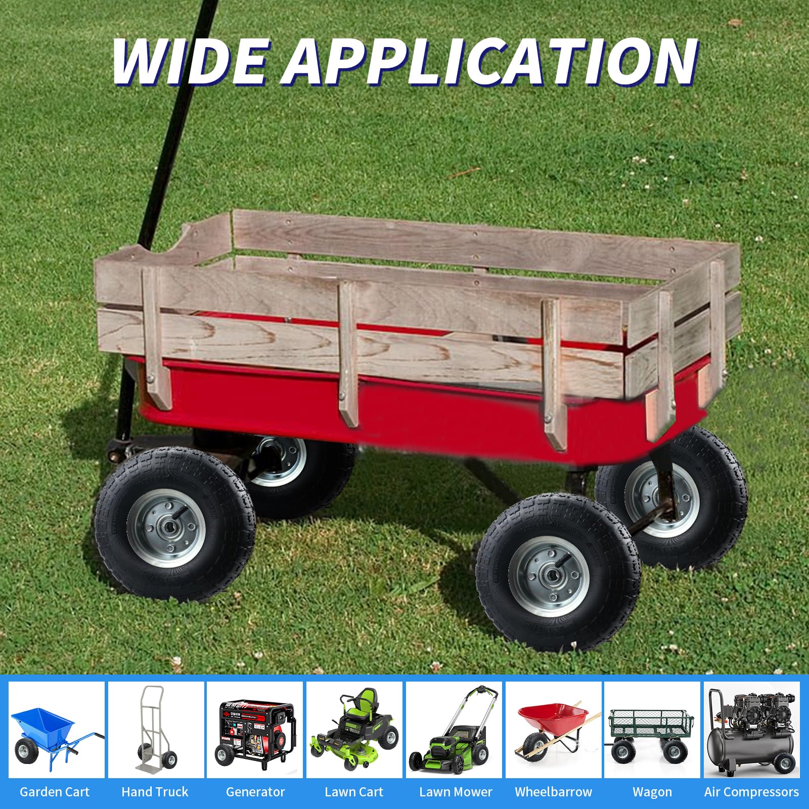 RRQ 10-inch wheel ready for garden cart setups.