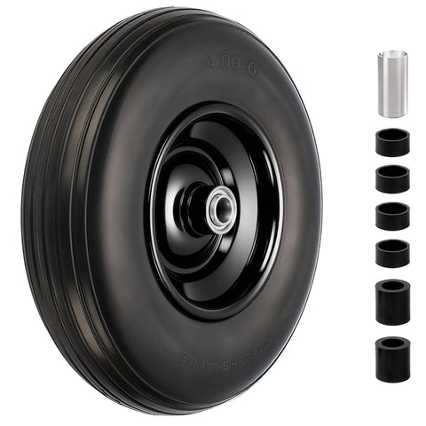 RRQ flat-free 13-inch tire with wheel—puncture resistant and maintenance-free.