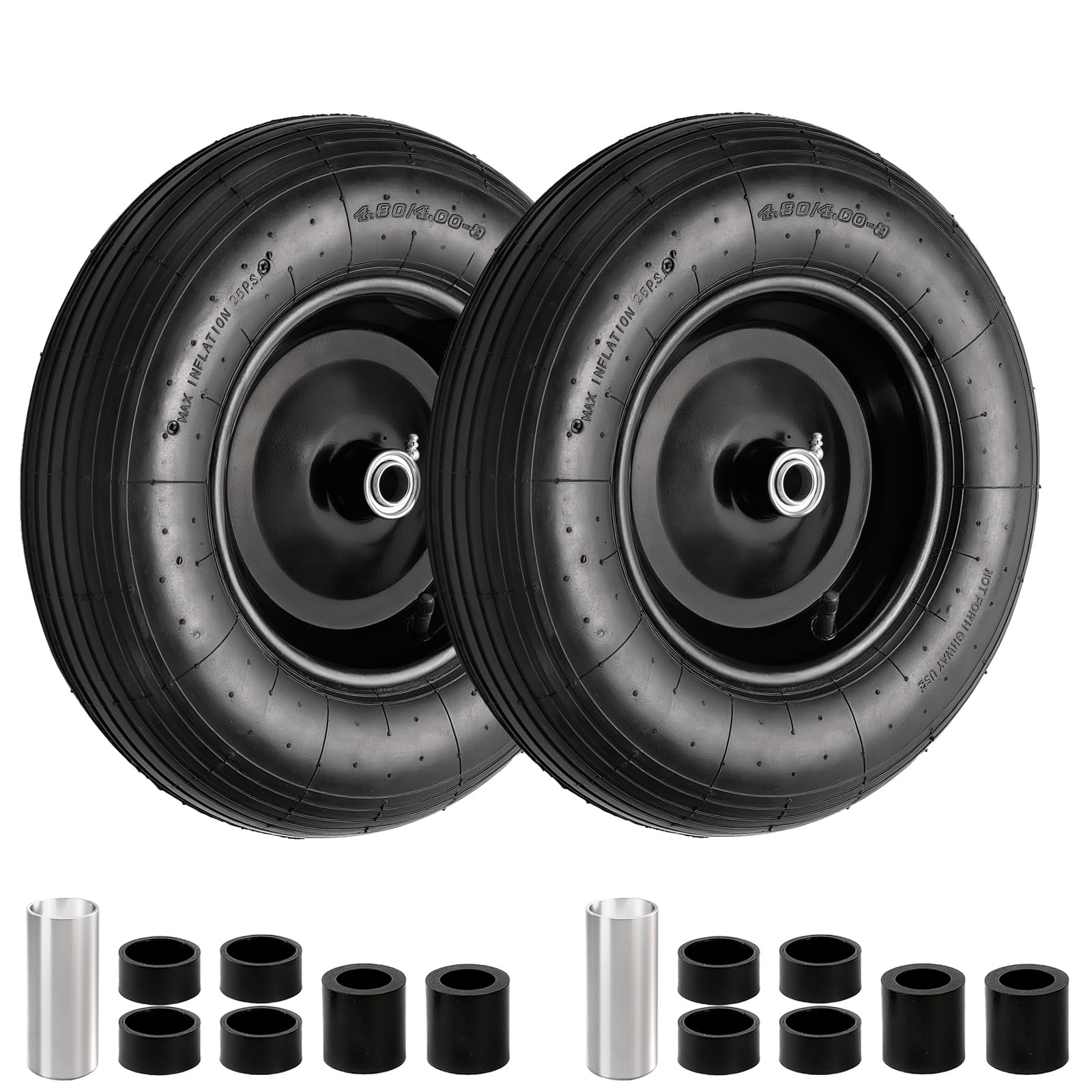 RRQ 4.80/4.00-8 tire with bearings for wheelbarrows.