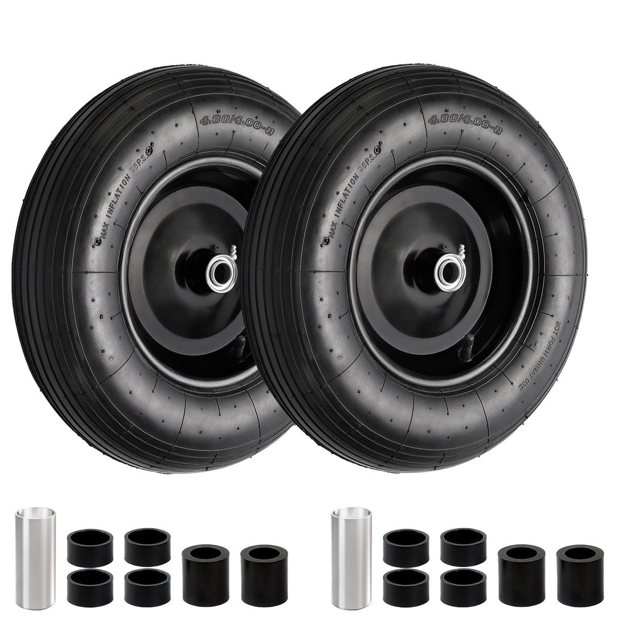 RRQ 4.80/4.00-8 tire with bearings for wheelbarrows.