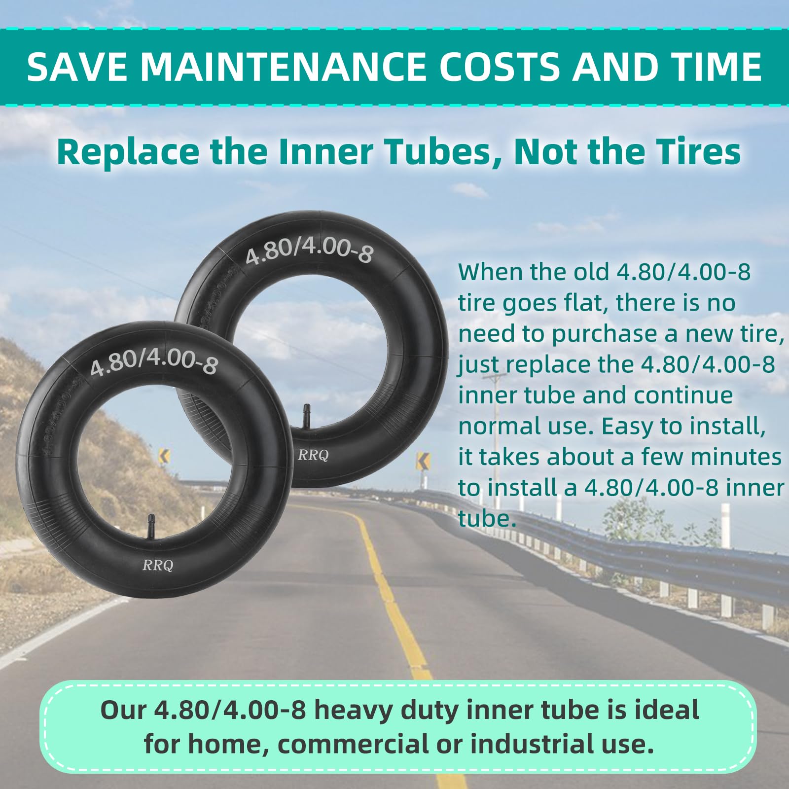 RRQ 8-inch rim inner-tube compatibility for multiple devices.