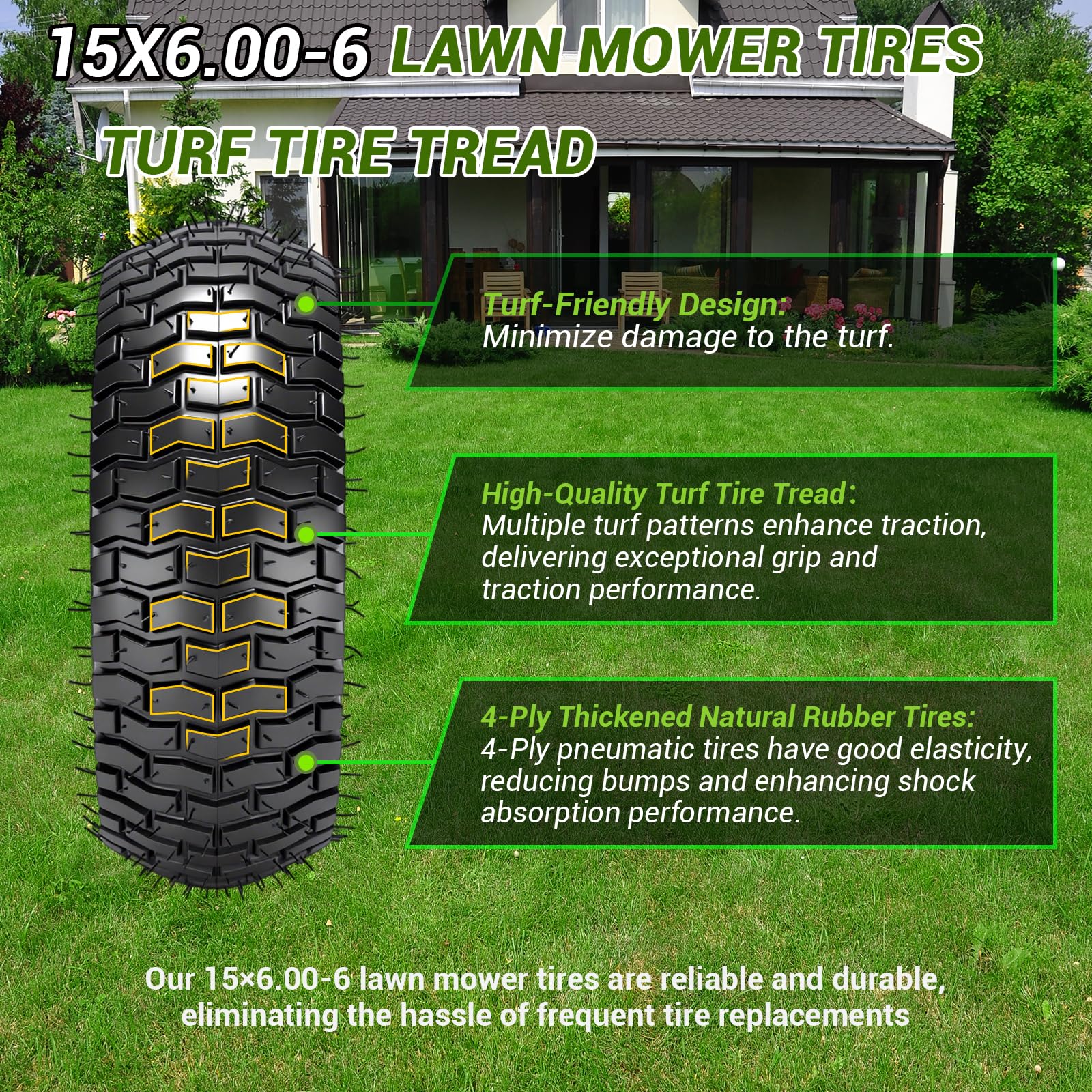 RRQ heavy-duty welded rim provides high load stability for front mower tires.