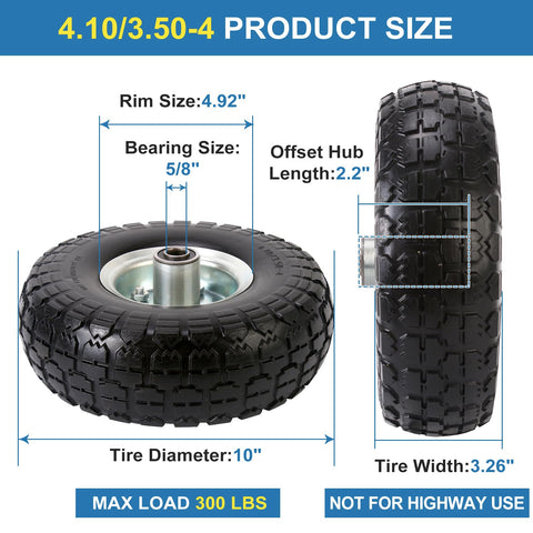 RRQ solid tire rim close-up emphasizes durable steel rim and premium bearings.