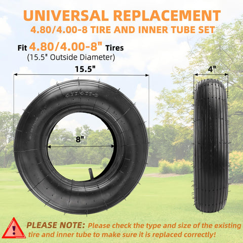 RRQ wheelbarrow tire installed on a cart in use
