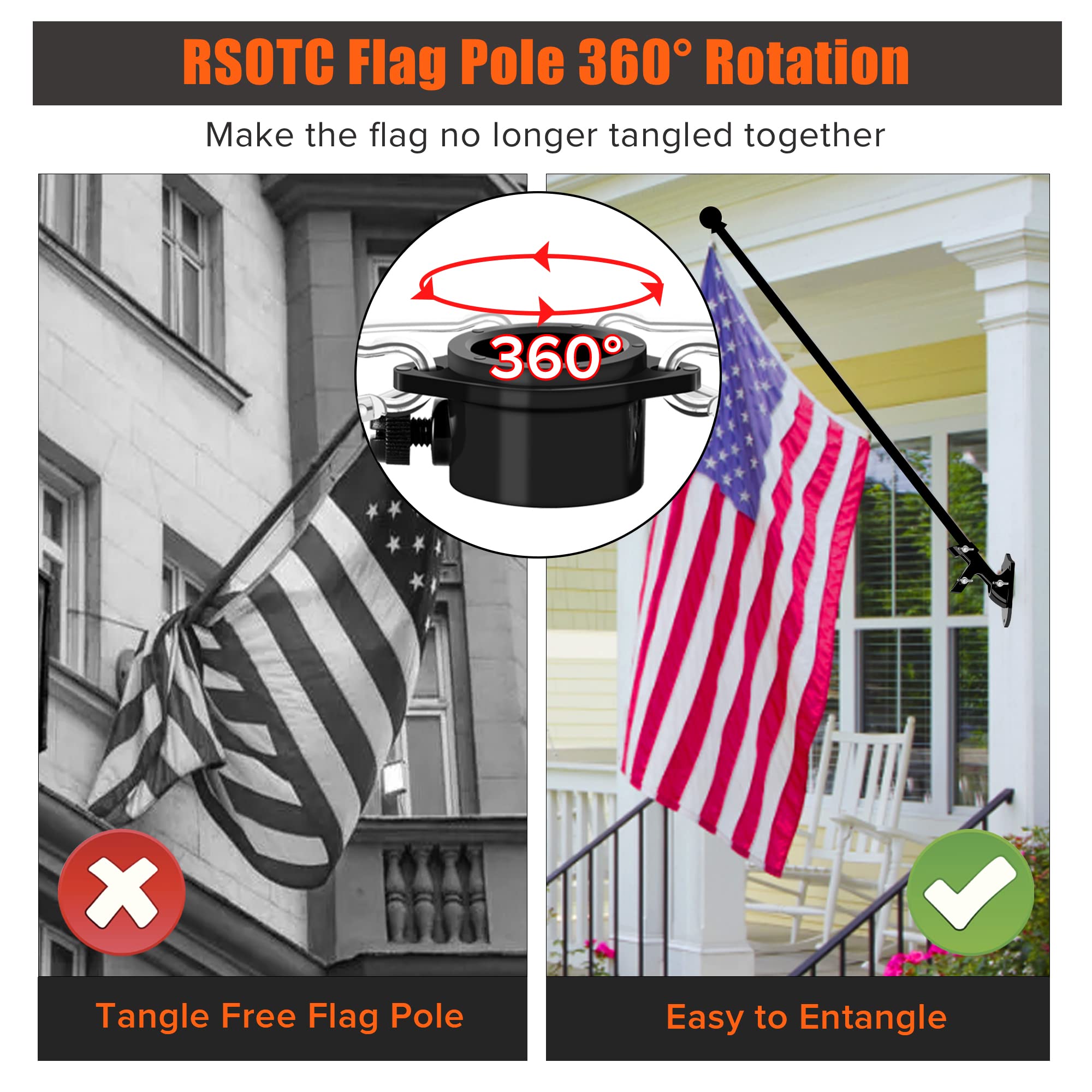 RSOTC anti-wrap rotating rings enable smooth flag movement.