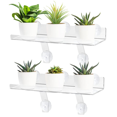 RSSCIIIUL window shelf with brackets and suction cups holds plants in sunny windows