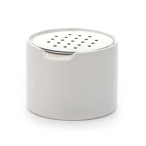 RSVP Endurance ceramic fruit fly trap on the kitchen counter for discreet pest control.
