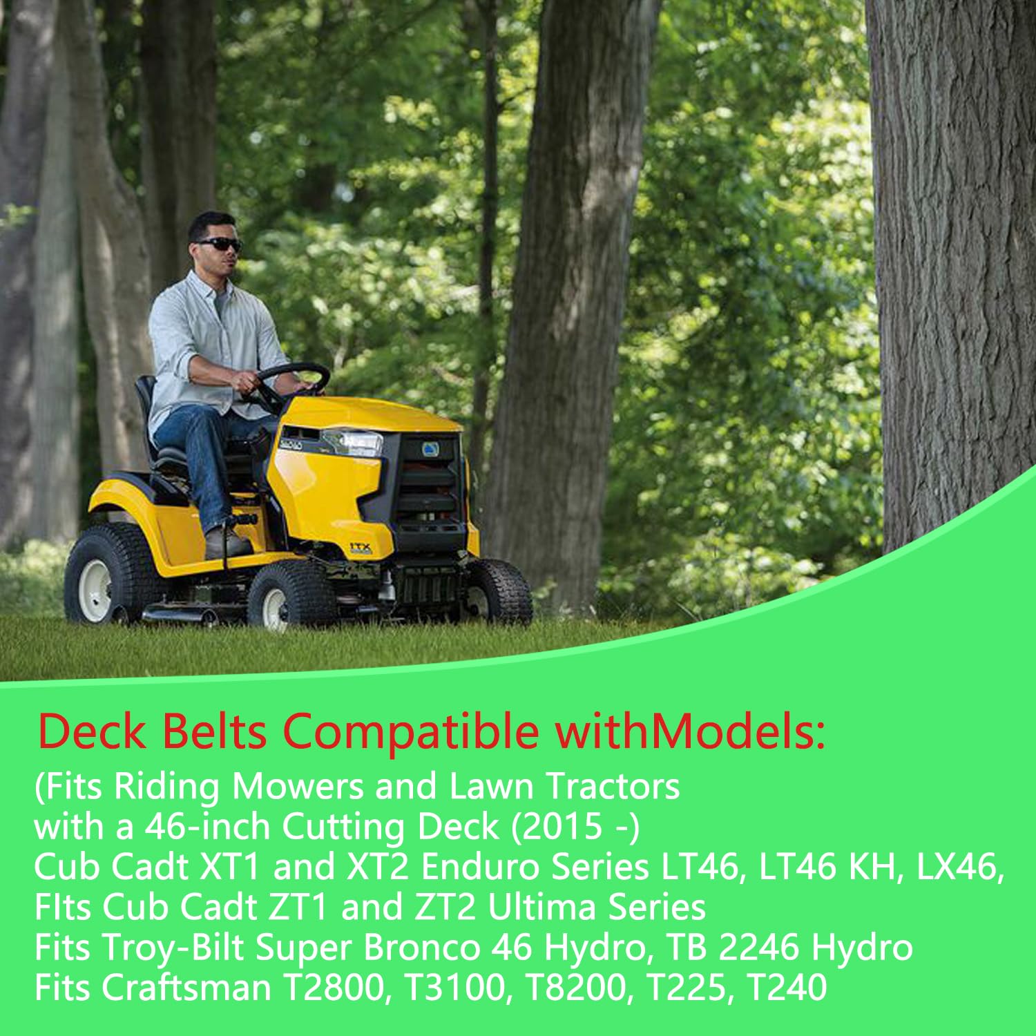 RTPOWER compatibility chart highlights wide OEM coverage for deck belts